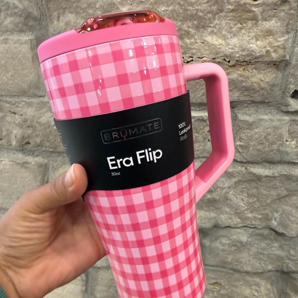 Brumate x Madi Nelson Pink Gingham 
Era Flip 30 oz